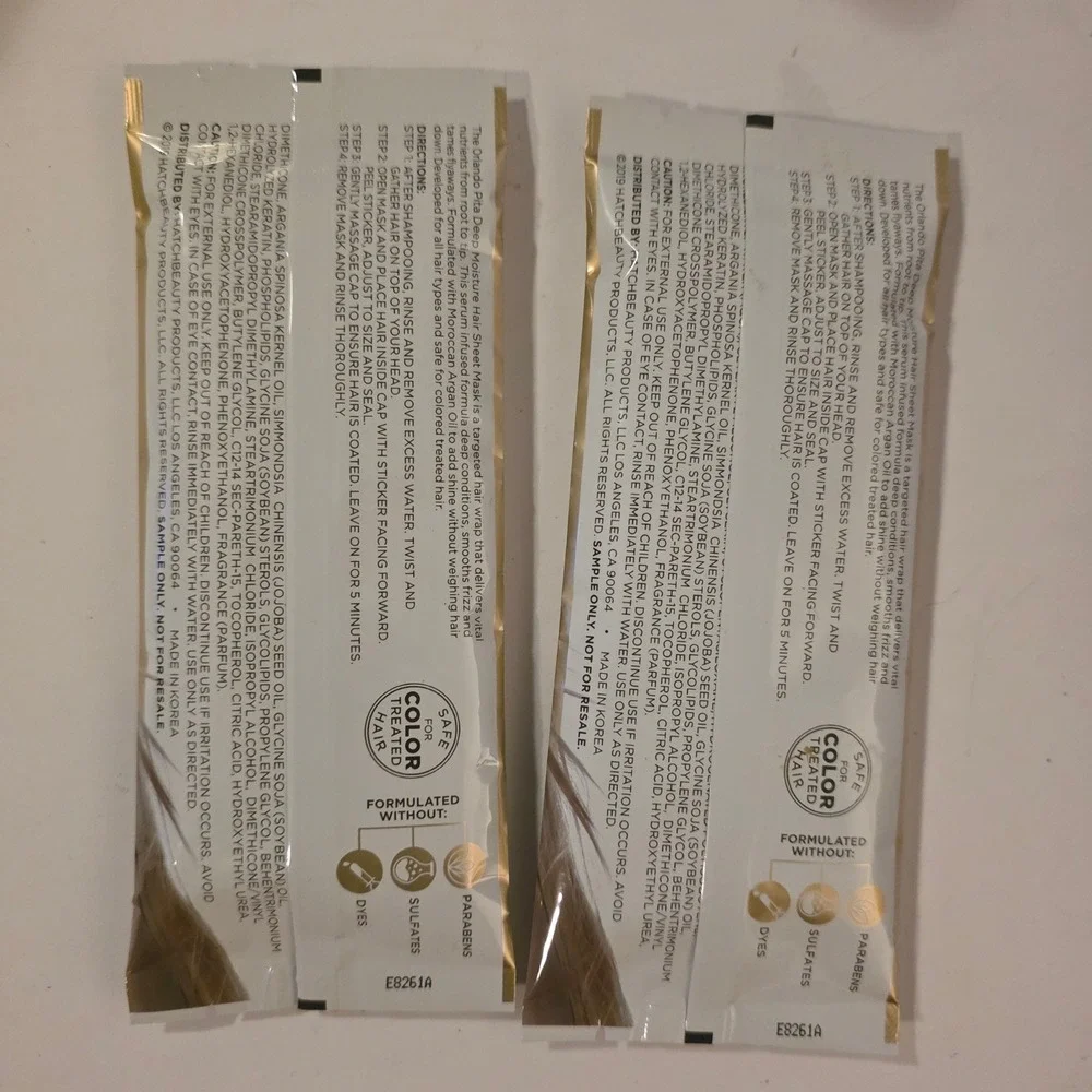 Orlando Pita Deep Moisture Hair Sheet Mask Moroccan Argan Oil Bundle 2 Pack